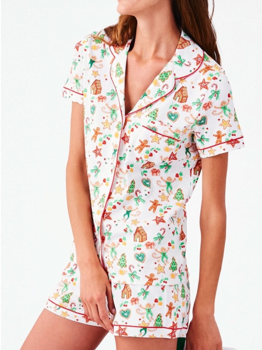 ROLLER RABBIT Gingerbread Polo Party Pajama Short Set - Like New, Medium